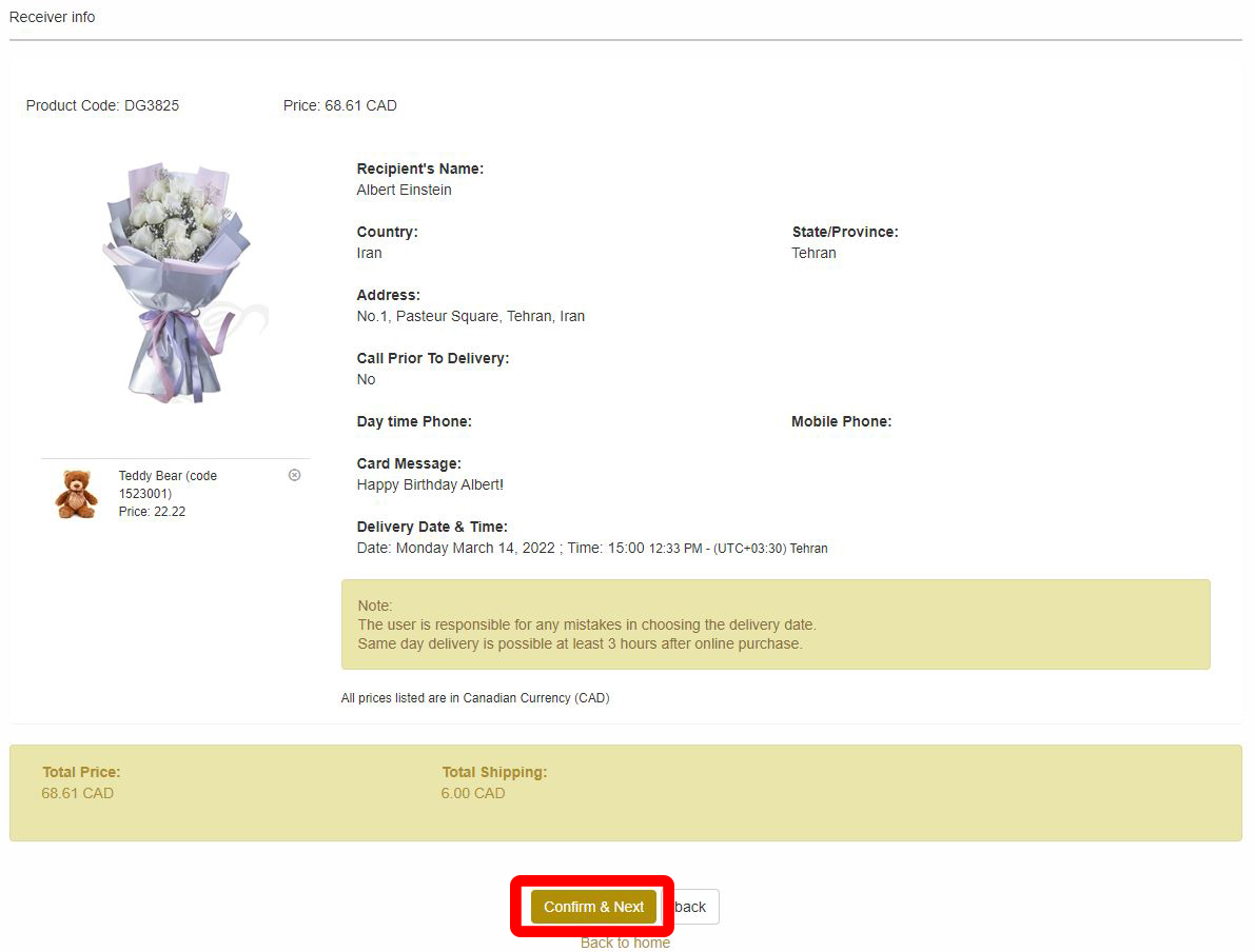 Review order and confirm